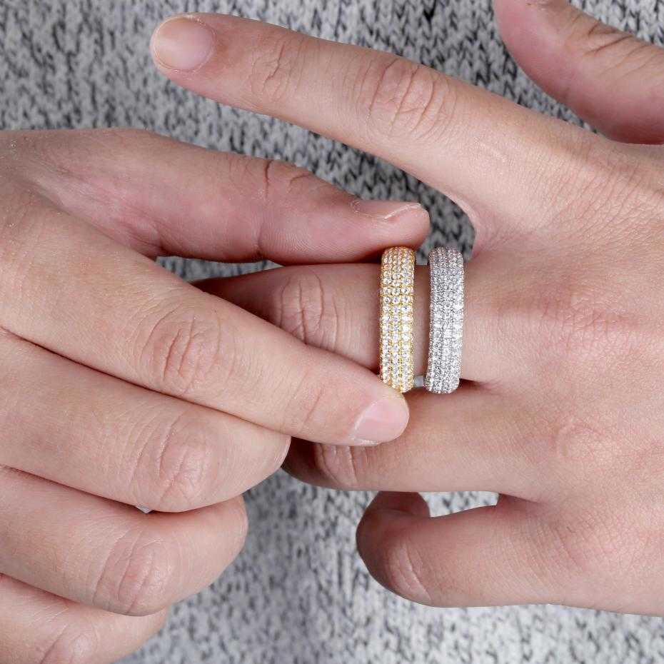 Best Quality 925 Sterling Silver Stamp Ring Full Iced Out Cubic Zirconia Mens Women Engagement Rings Charm Jewelry For Gifts Y0723