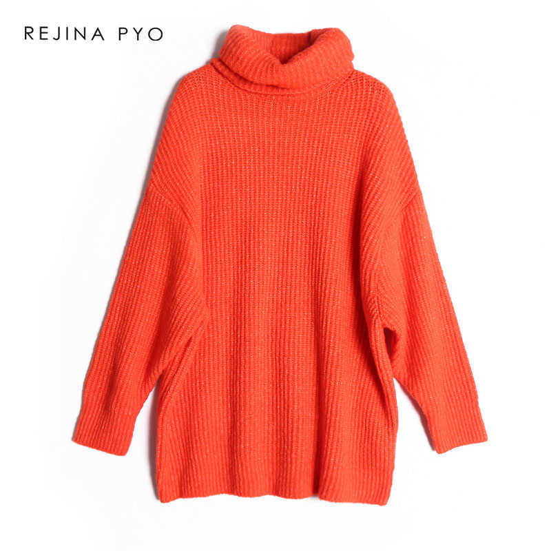 BIAORUINA 15 Color Women Fashion Solid Casual Knitted Sweater Female Turtleneck Oversized Pullover Ladies Elegant Loose Sweater 210918
