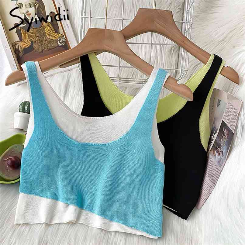 Fake 2 Pieces Screw Thread Camis Women Casual Sexy Patchwork Tops Knitted Tank Summer Fashion Clothing 210607, Green black
Fake 2 Pieces Screw Thread Camis Women Casual Sexy Patchwork Tops Knitted Tank Summer Fashion Clothing 210607, Green black
