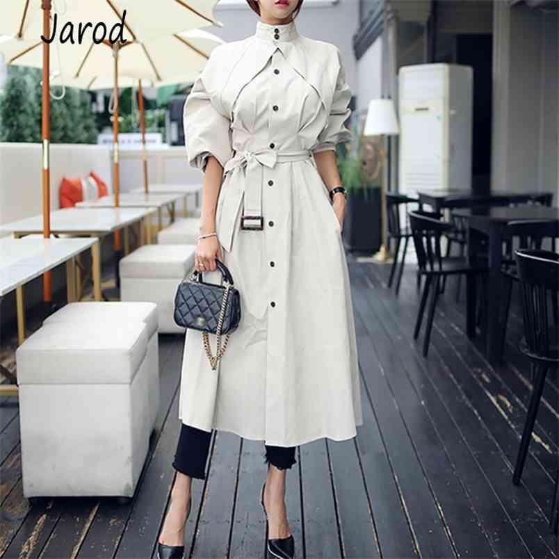Arrival high quality women fashion comfortable loose a-line trench coat professional temperament outdoor warm long 210519