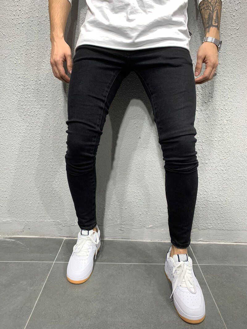 Men Skinny Biker Jeans Blue Classic Pencil Pants Male No Ripped Stretch Denim Trousers Street Casual Business Party Cowboy men 211009