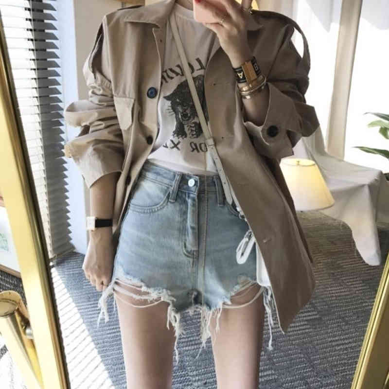 Fashion Summer Women Shorts shorts High Waist Washed Hole Brushed Denim Solid Sexy Plus Size Lady 8751 50 210427