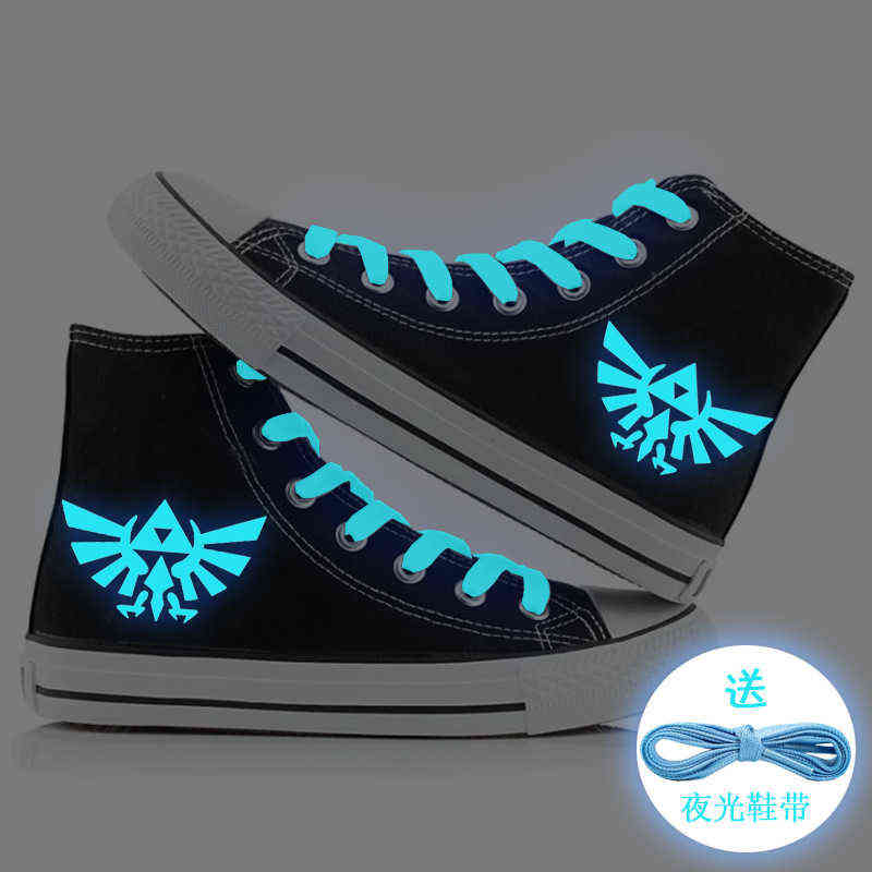 Legend of Zelda Blue Luminous Couple High Top Canvas Shoes Men's Korean Women's Cloth, Glow in the dark 1
Legend of Zelda Blue Luminous Couple High Top Canvas Shoes Men's Korean Women's Cloth, Glow in the dark 1