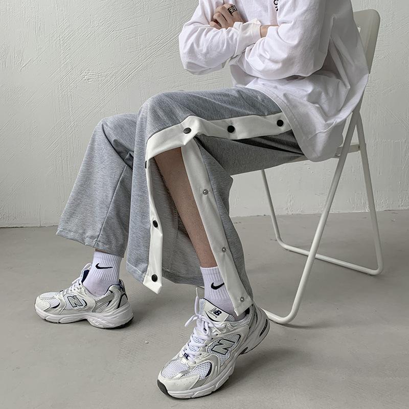 Sports Side Breasted Pants Long Men's Autumn Thin Casual Loose Straight Spring And Basketball, Gray