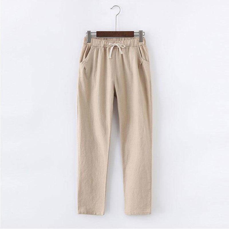 Spring Summer Korea Fashion Women Harem Pants Plus Size Loose Cotton Linen High Waist All-matched Casual Trousers D167 210512