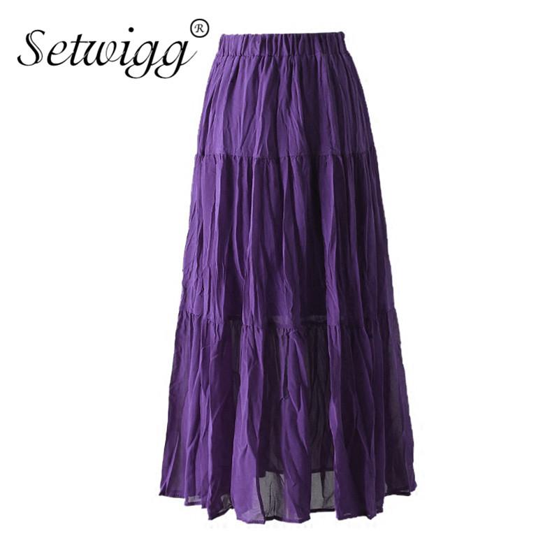 Skirts Solid Elastic Waist Boho Chiffon Crepe Long Skirt Women Patchwork A-line Ankle Beach Female Chic Summer Blue Purple, Black
Skirts Solid Elastic Waist Boho Chiffon Crepe Long Skirt Women Patchwork A-line Ankle Beach Female Chic Summer Blue Purple, Black