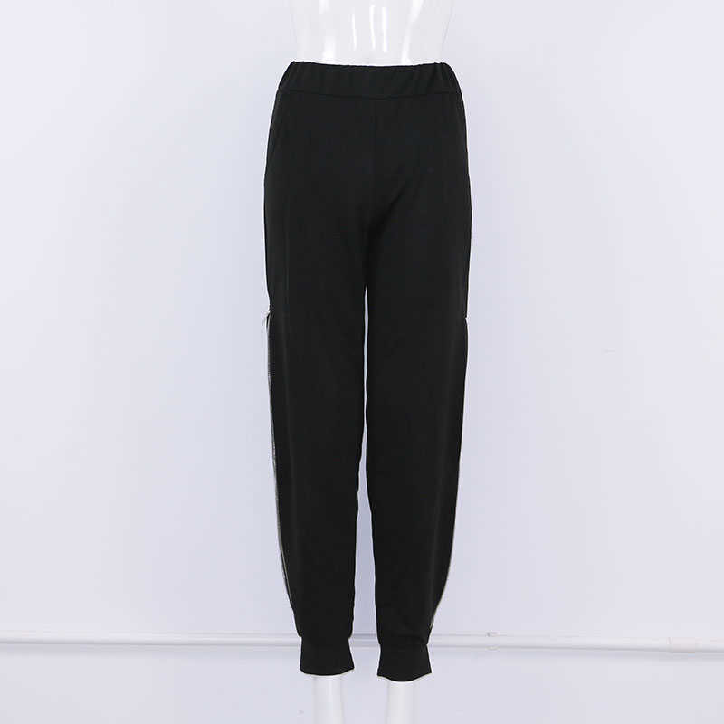 Women Sexy High Zipper Split Mid Waist Wide Leg Pants Autumn Elastic Woman Trousers Casual Black Long Loose Harem Pencil 211115