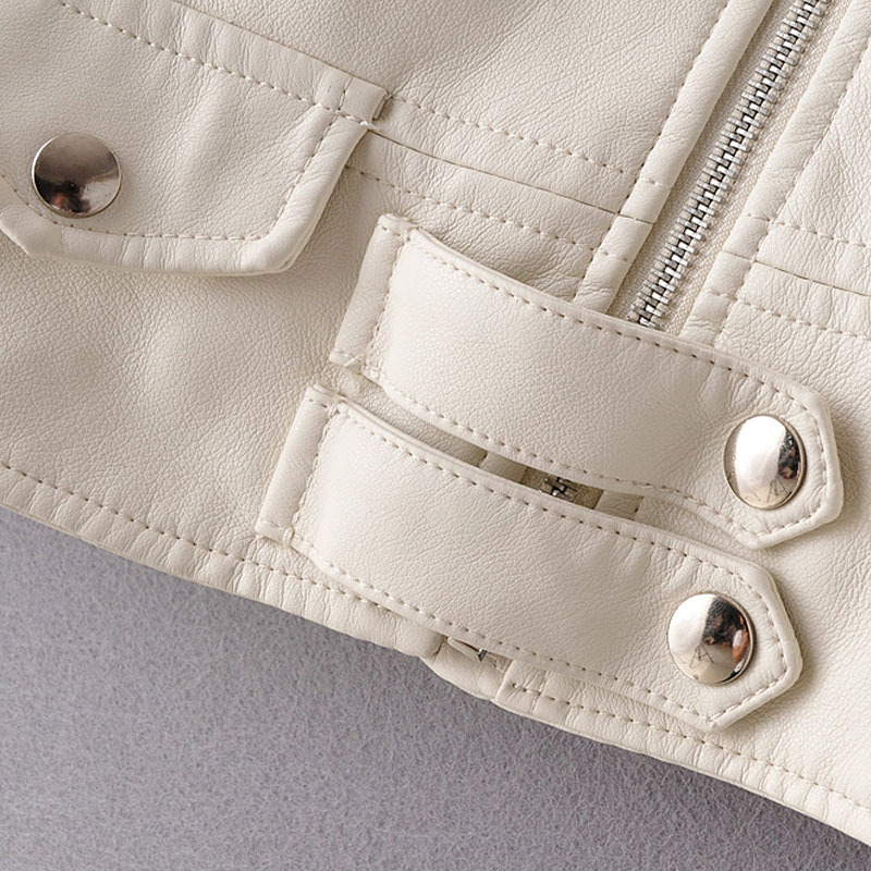 Pink PU Long Sleeve Lapel Zipper Motorcycle Women's Jacket Winter Korean Slim Female Jacket Black Red Top High Street 210507