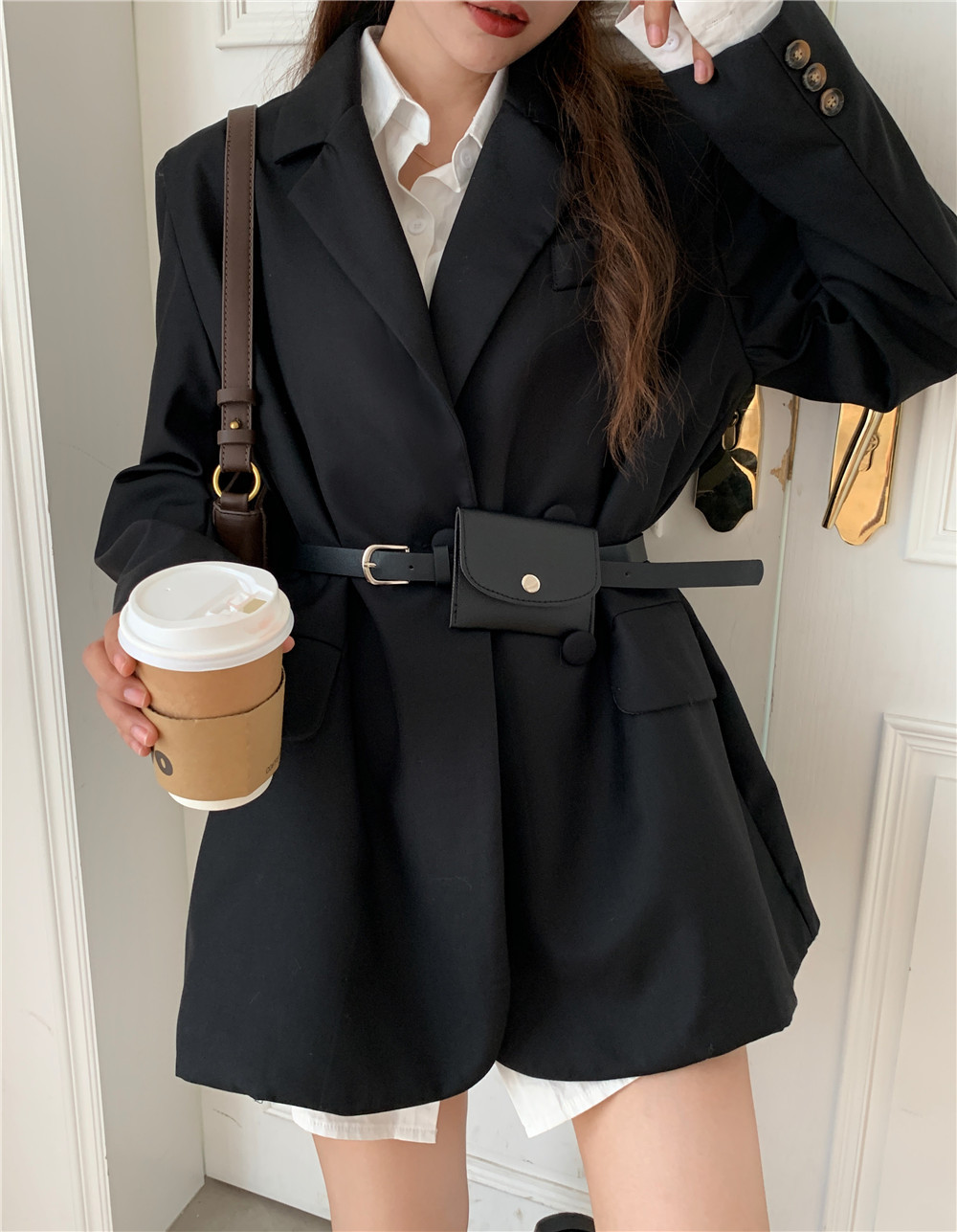 Women Spring Autumn Loose Street Wear Blazers Jackets Korea OL Style One Button Suits Coats Mujer Outwear Fashion 210514