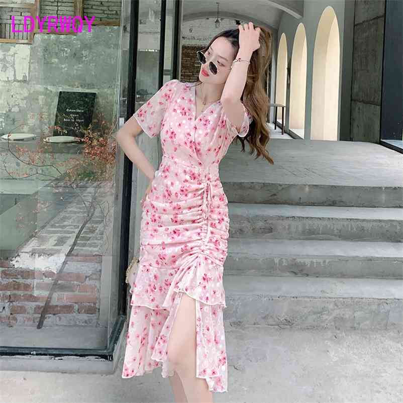 LDYRWQY fashion temperament V-neck printed slim short-sleeved dress Polyester Office Lady 210603, Pink short
LDYRWQY fashion temperament V-neck printed slim short-sleeved dress Polyester Office Lady 210603, Pink short