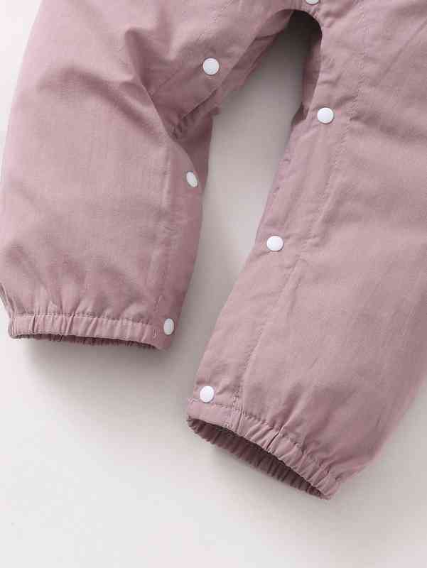 Baby Shirred Square Neck Ruffle Trim Jumpsuit SHE