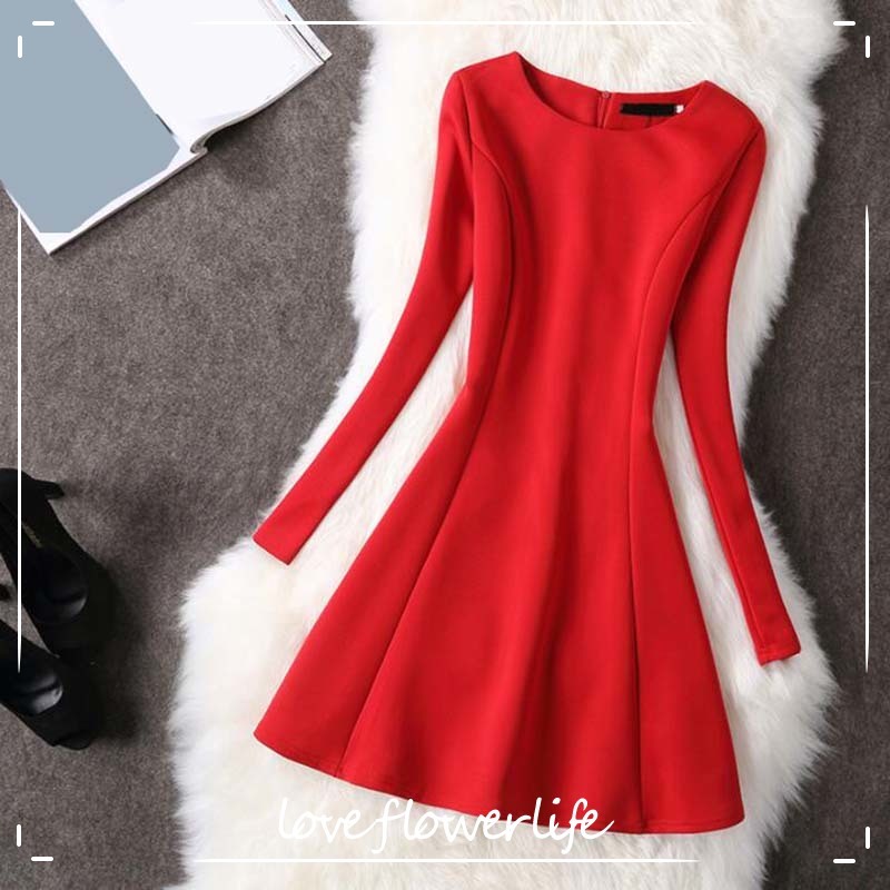 Spring Autumn Women Dresses Fashion Long Sleeve Black Sexy A-Line Party Dress Solid Pleated Ladies Mini Dress Vestidos 210521, Red 
Spring Autumn Women Dresses Fashion Long Sleeve Black Sexy A-Line Party Dress Solid Pleated Ladies Mini Dress Vestidos 210521, Red