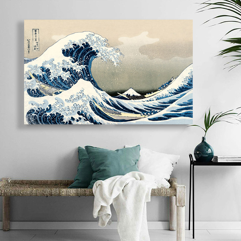 Decoration Wall Art Japanese Style Painting Kanagawa Surf Canvas Art Posters and Prints On Canvas Painting Decorative Pictures