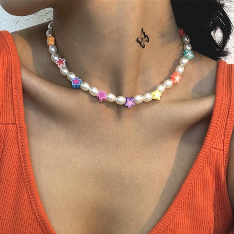 Chokers DIEZI Bohemian Imitation Pearl Necklace For Girls Cute Sweet Star Choker Multicolor Soft Clay Beads Jewelry
Chokers DIEZI Bohemian Imitation Pearl Necklace For Girls Cute Sweet Star Choker Multicolor Soft Clay Beads Jewelry