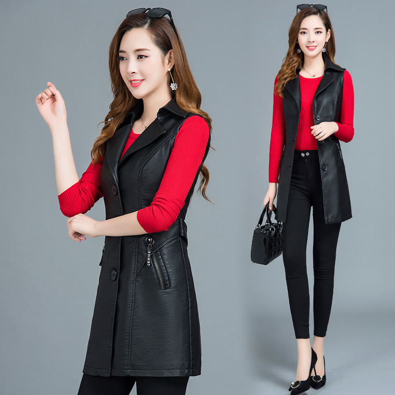Women's & Faux Leather vest long autumn slim jacket women clothing fashion plus size coat female outerwear black
Women's & Faux Leather vest long autumn slim jacket women clothing fashion plus size coat female outerwear black