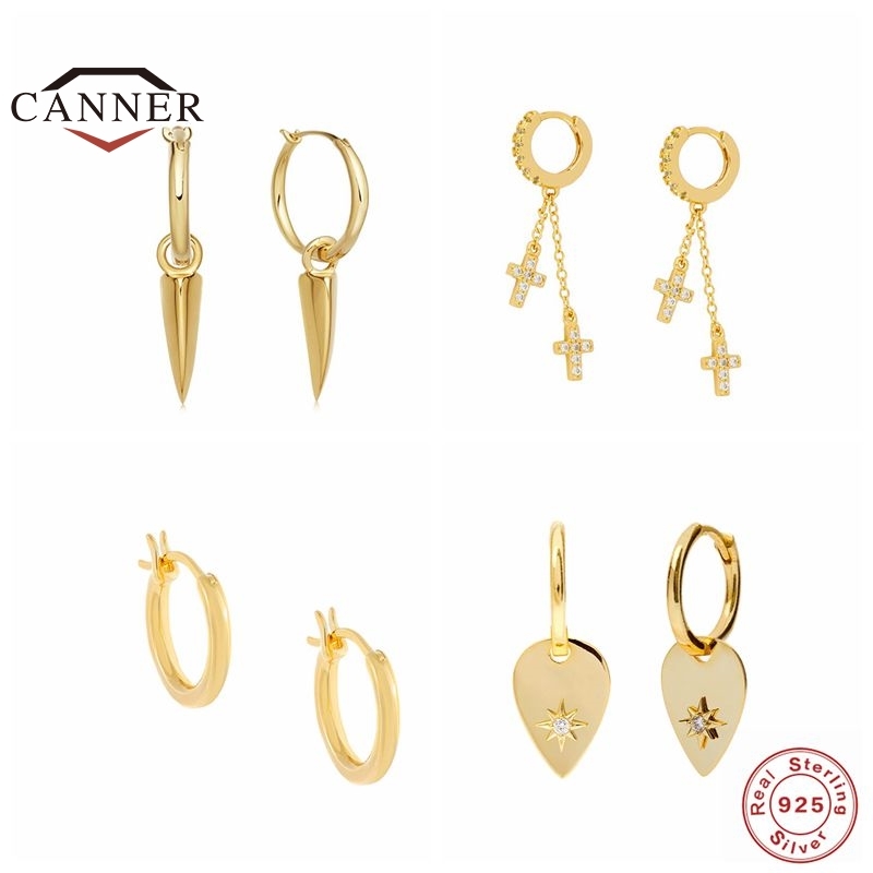 CANNER Real 925 Sterling Silver 18k Gold Plated CZ Zircon Hoop Earrings For Women Piercing Earring Ear Buckle Jewelry Pendientes, Golden
CANNER Real 925 Sterling Silver 18k Gold Plated CZ Zircon Hoop Earrings For Women Piercing Earring Ear Buckle Jewelry Pendientes, Golden