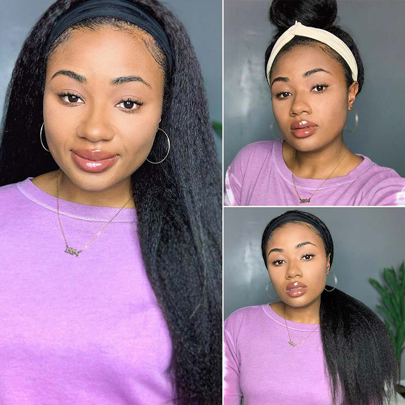180% Density Kinky Straight Remy Human Hair Headband Wigs Full Machine Made Wig Natural Color Scarf Together
180% Density Kinky Straight Remy Human Hair Headband Wigs Full Machine Made Wig Natural Color Scarf Together