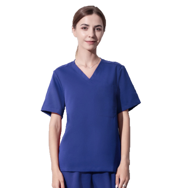 Medigo-008 Two-Pocket Mandarin Collar Scrubs Top+pants for Women & Relaxed Fit, Super Soft Stretch, Anti-Wrinkle Medical Scrubs hospital Uniform shirt
