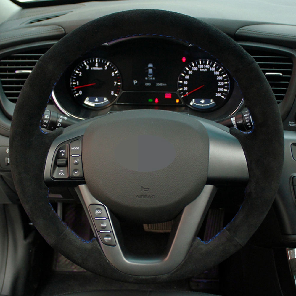 Hand-stitched Black Genuine Leather Suede Car Steering Wheel Cover For Kia K5 Optima 2008 2009 2010 2011 2012 2013
Hand-stitched Black Genuine Leather Suede Car Steering Wheel Cover For Kia K5 Optima 2008 2009 2010 2011 2012 2013
