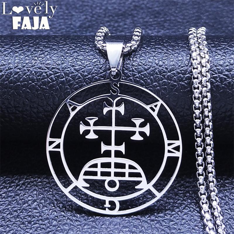 Pendant Necklaces Sigil Of Samigina Satan Stainless Steel Paimon Sceal Chain Baphomet Silver Color Hides Shirt Jewelry N7063S03
Pendant Necklaces Sigil Of Samigina Satan Stainless Steel Paimon Sceal Chain Baphomet Silver Color Hides Shirt Jewelry N7063S03