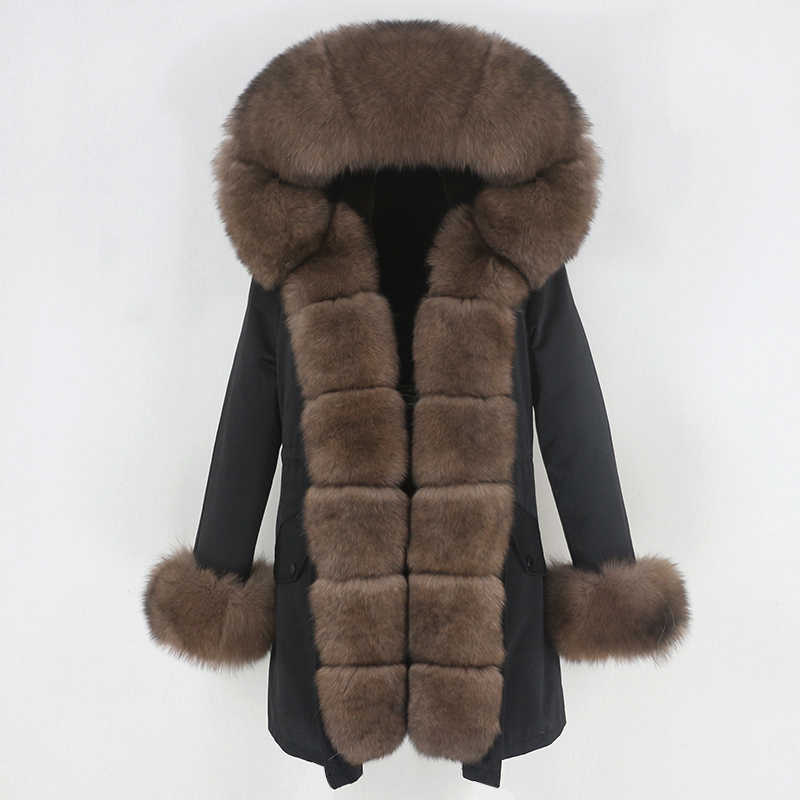 OFTBUY Fashion Winter Jacket Women Real Fur Coat Natural Real Fur Collar Loose Long Parkas Big Fur Outerwear Detachable 211019