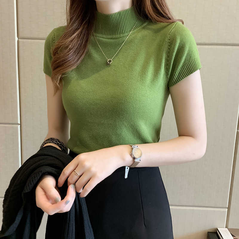 Turtleneck Summer Short Sleeve Korean Sweater Knitted Pullover Women Sweaters Tops Basic Thin Pull Femme Jumper 210604, Black
Turtleneck Summer Short Sleeve Korean Sweater Knitted Pullover Women Sweaters Tops Basic Thin Pull Femme Jumper 210604, Black
