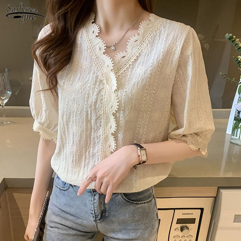 Women's Blouses & Shirts Short Sleeve Cotton Plus Size Women Embroidery Lace Summer Femme Shirt Girls Blouse Casual White Tops Blusas 15271
Women's Blouses & Shirts Short Sleeve Cotton Plus Size Women Embroidery Lace Summer Femme Shirt Girls Blouse Casual White Tops Blusas 15271
