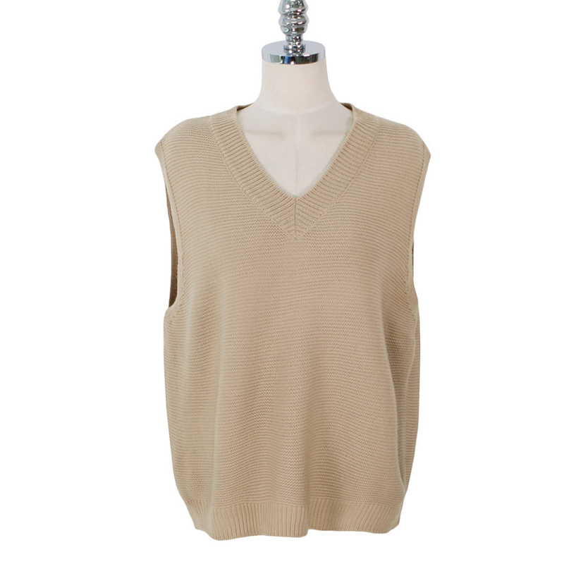Winter Outerwear One Size Spring Autumn Women's Vest Knitted Solid Loose Sweater V Neck Womens s 10974 210427