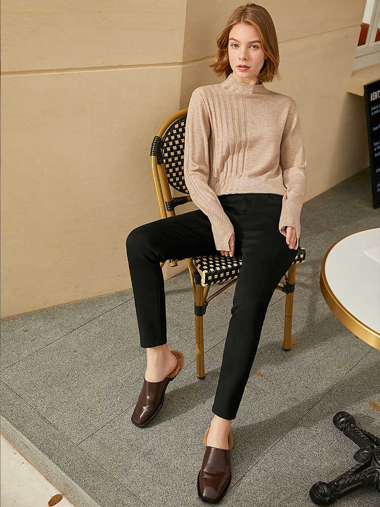 Minimalism Winter Women's Jeans Fashion Simple High Waist Fleece Thick For Women Causal Female Pants 1378 210527