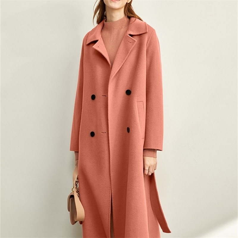 Hepburn all wool double faced en overcoat women's winter black loose long coat 11980086 210527