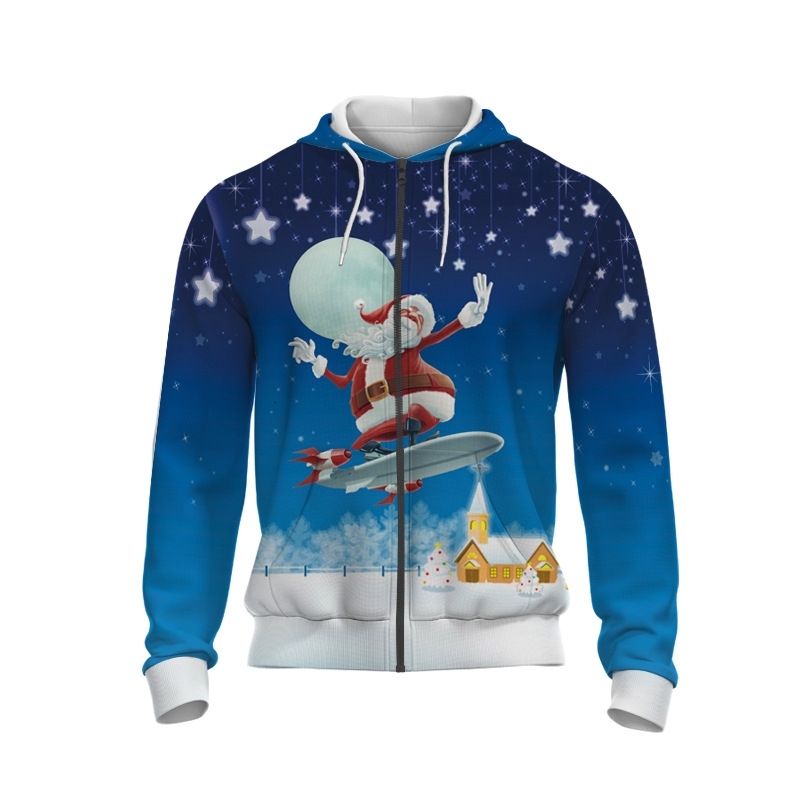 Hoodie new fashion 3D digital printing hooded zipper sweater
