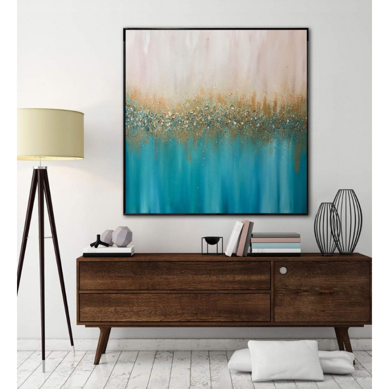 Blue Abstract Art Canvas Painting Gold Color Posters and Prints for Living Room Wall Modern Decorative Paintings