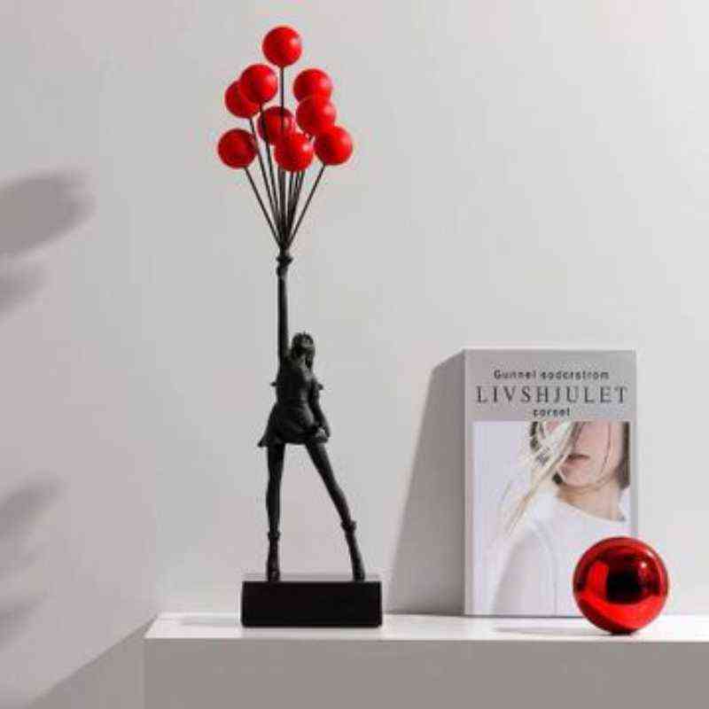 Luxurious Balloon Girl Statues Banksy Flying Balloons Girl Art Sculpture Resin Craft Home Decoration Christmas Gift 57cm H1102284Y5386202