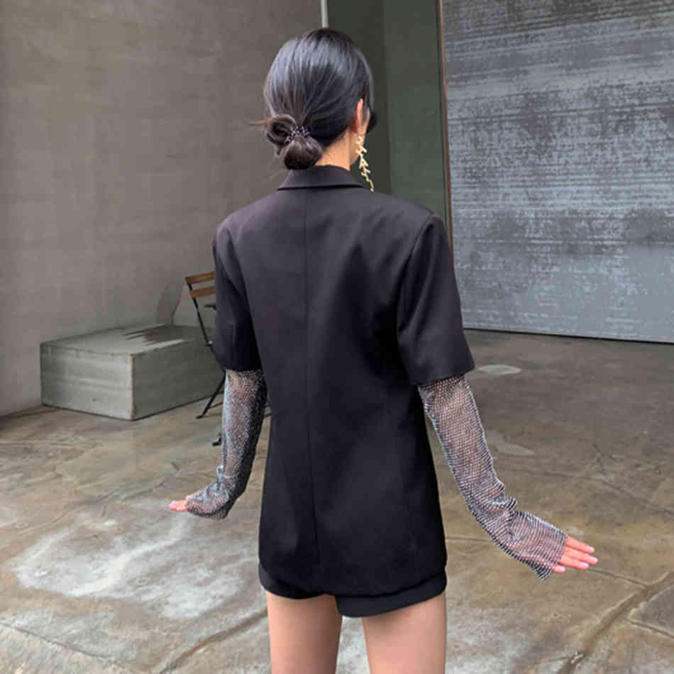 Free Retro Patchwork Diamond Ladies Suit Jacket Slotted Long Sleeve Coat Casual Wear Women Fashion Clothing 210524