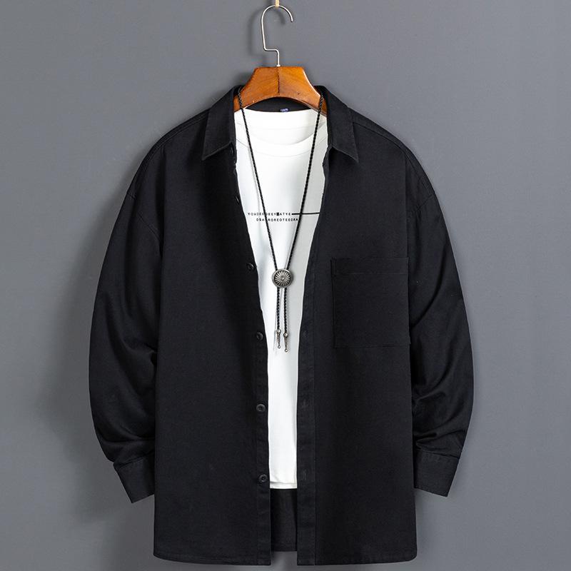 100% Cotton Jeans Shirt For Men's Long-Sleeved Loose Casual Solid Denim Shirts Male Classical Single Chest Pockets Clothing