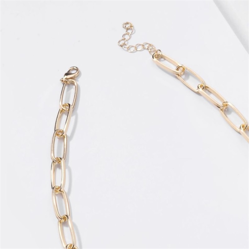 Bohemian Paperclip Chain Women Necklace Rectangle Link Hera Choker Collar Stainless Steel Gold silver Color1 604 Q2