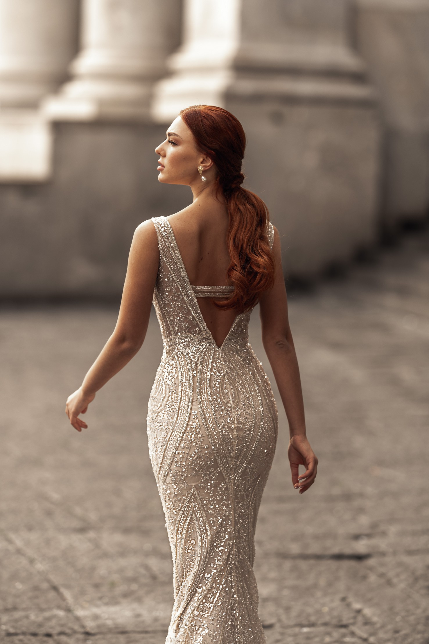 katherine Joyce Mermaid 2021 Beaded Wedding Dresses Bridal Gowns With Detachable Train V Neck Backless Bride Plus Size robes de mariée