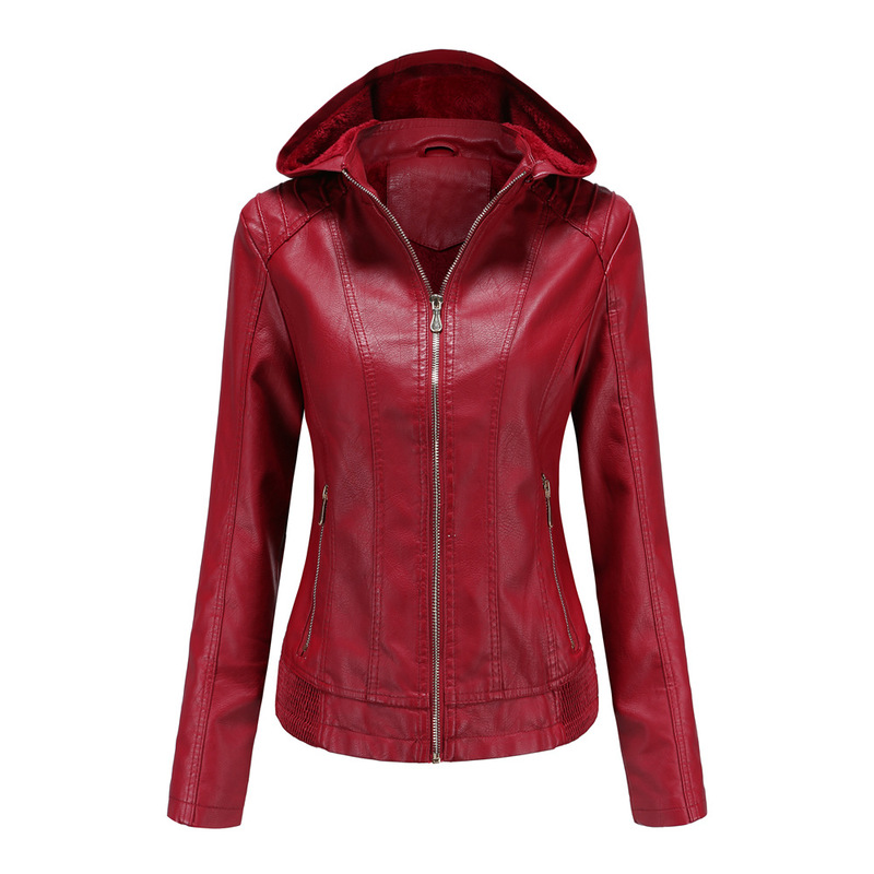 Women s faux leather jacket street autumn winter lapel hooded regular version casual cool long-sleeved solid color pocket spring, Black
Women s faux leather jacket street autumn winter lapel hooded regular version casual cool long-sleeved solid color pocket spring, Black