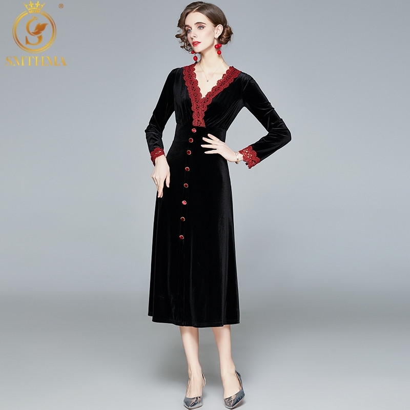 Elegant Women Lace Patchwork Long Sleeve Velvet Party Dresses Office Lady Sexy V-Neck Midi Vestidos Clothing Female 210520, Photo color
Elegant Women Lace Patchwork Long Sleeve Velvet Party Dresses Office Lady Sexy V-Neck Midi Vestidos Clothing Female 210520, Photo color