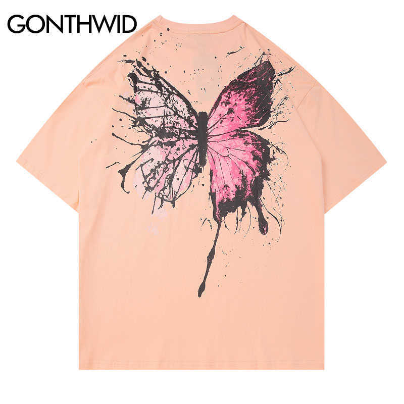 GONTHWID Graffiti Ink Streetwear Tshirts Hip Hop Fashion Casual Short Sleeve Tees Shirts Men Summer Tops 210629