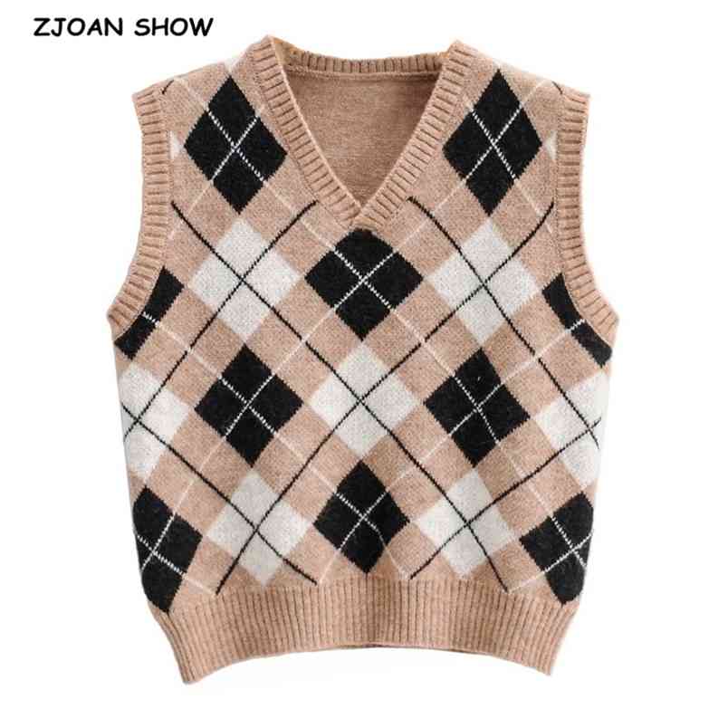 Preppy Style Khaki Argyle Plaid Knitting Sweater Vest Women 90's Vintage Korean Clothing V Neck Sleeveless Jumpers Y2K Knitwear 210429, Purple
Preppy Style Khaki Argyle Plaid Knitting Sweater Vest Women 90's Vintage Korean Clothing V Neck Sleeveless Jumpers Y2K Knitwear 210429, Purple