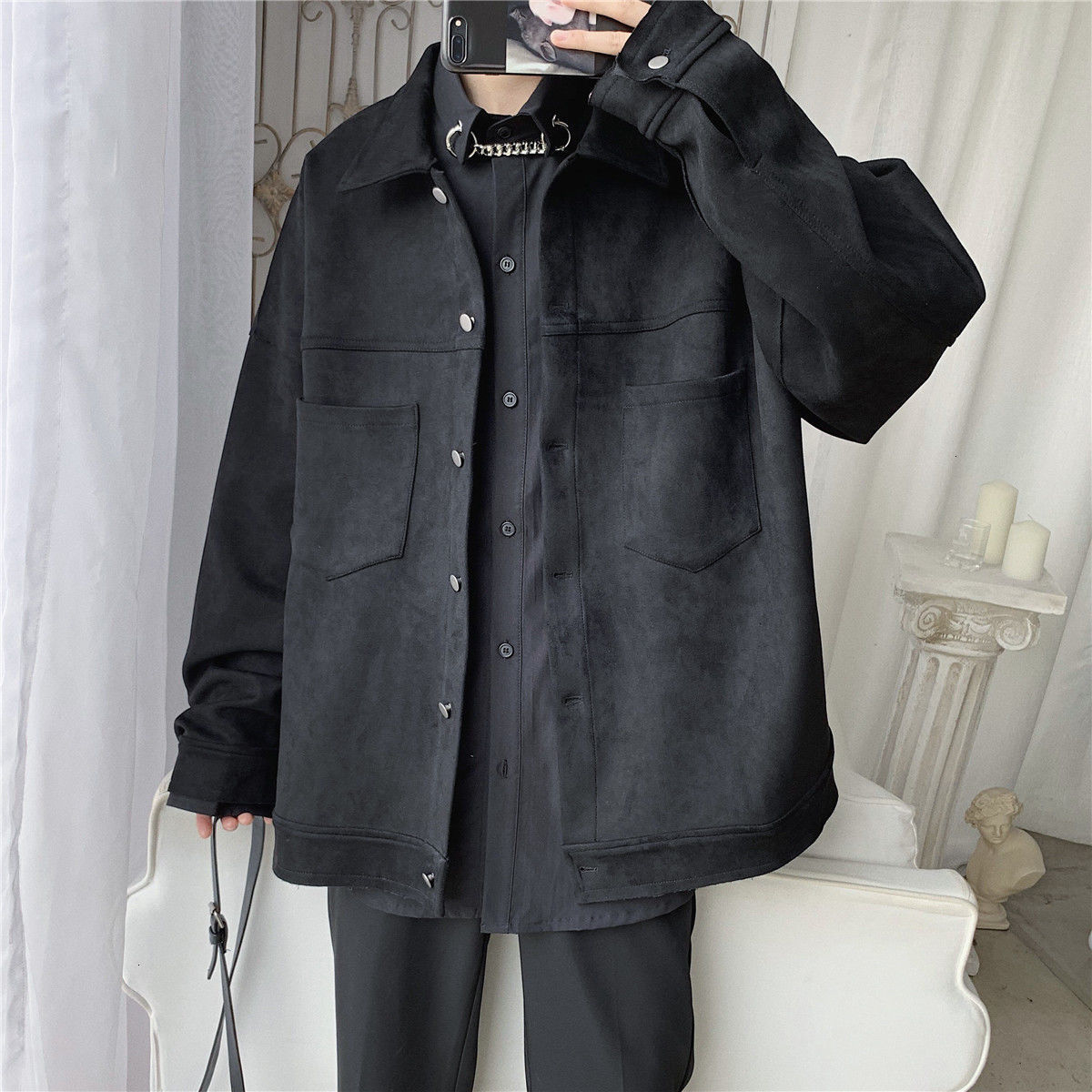 men's jackets new autumn fashion male suede jackets of large male dimensions korean style ageb, Black;brown
men's jackets new autumn fashion male suede jackets of large male dimensions korean style ageb, Black;brown