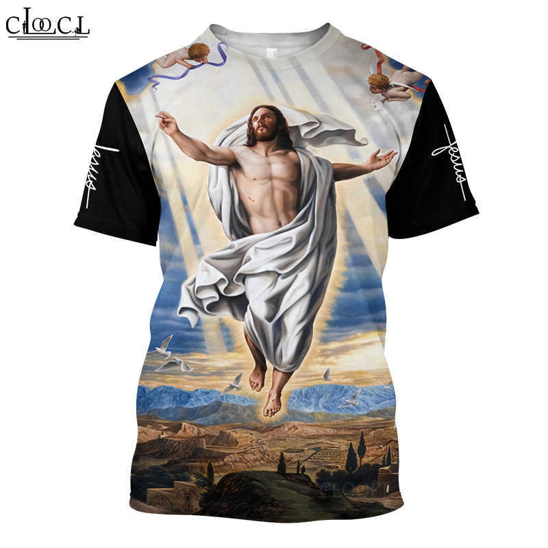 CLOOCL est God Religion Christ Jesus 3D Print T Shirt Streetwear Men Women Fashion T-shirt Harajuku Top Drop 210629