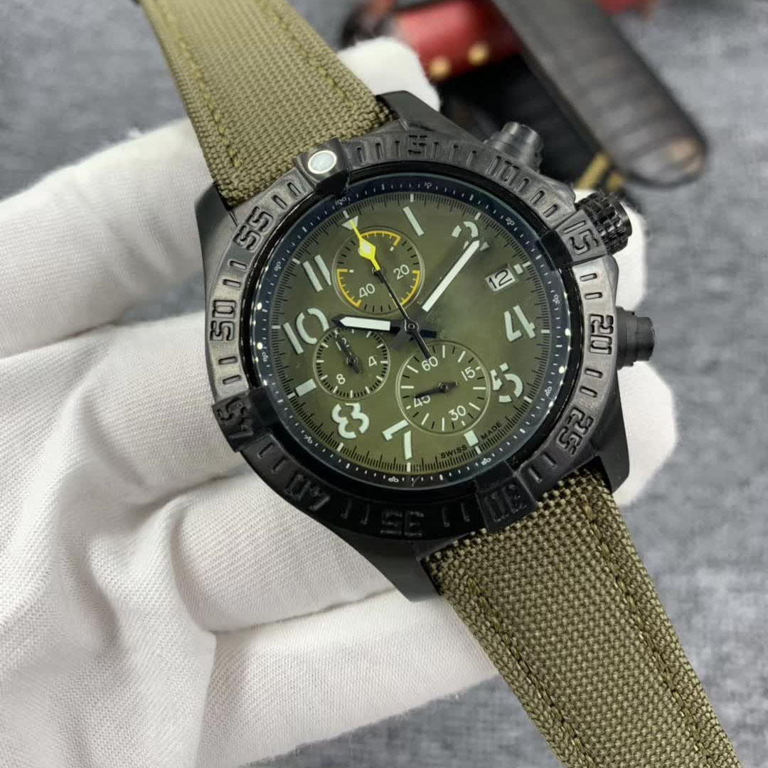 Stainless PVD Case Green Dial Watches Men Avenger Quartz Chronograph 45 Night Mission Watch 904L Floding Clasp Nylon Strap Mens Sports Style Track Wrist, No send watch for shipping
Stainless PVD Case Green Dial Watches Men Avenger Quartz Chronograph 45 Night Mission Watch 904L Floding Clasp Nylon Strap Mens Sports Style Track Wrist, No send watch for shipping