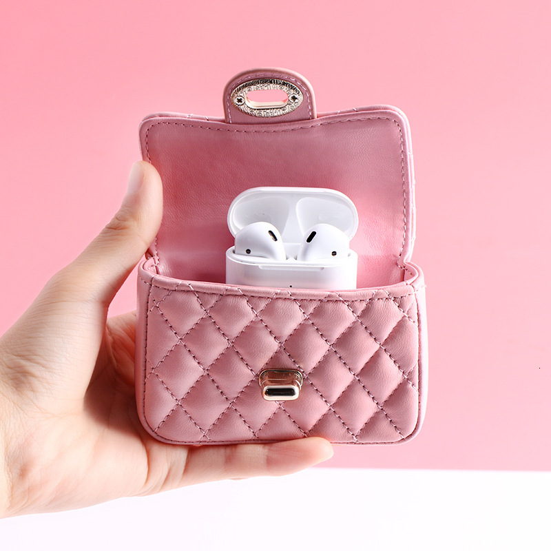 Leather Mini Bag Key Chain Female Personality Headset Protective Cover Sheepskin Lovely Pendant Gift for Girlfriend and Best Friend