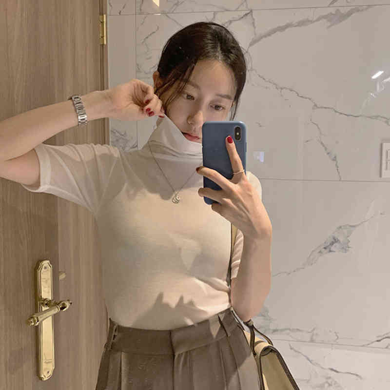 Women's T-Shirt Thin Sexy T Women Elasticity Korean Style Turtleneck Woman Tshirts Clothes Summer Short Sleeve Slim Tee Female MY, Sea blue
Women's T-Shirt Thin Sexy T Women Elasticity Korean Style Turtleneck Woman Tshirts Clothes Summer Short Sleeve Slim Tee Female MY, Sea blue