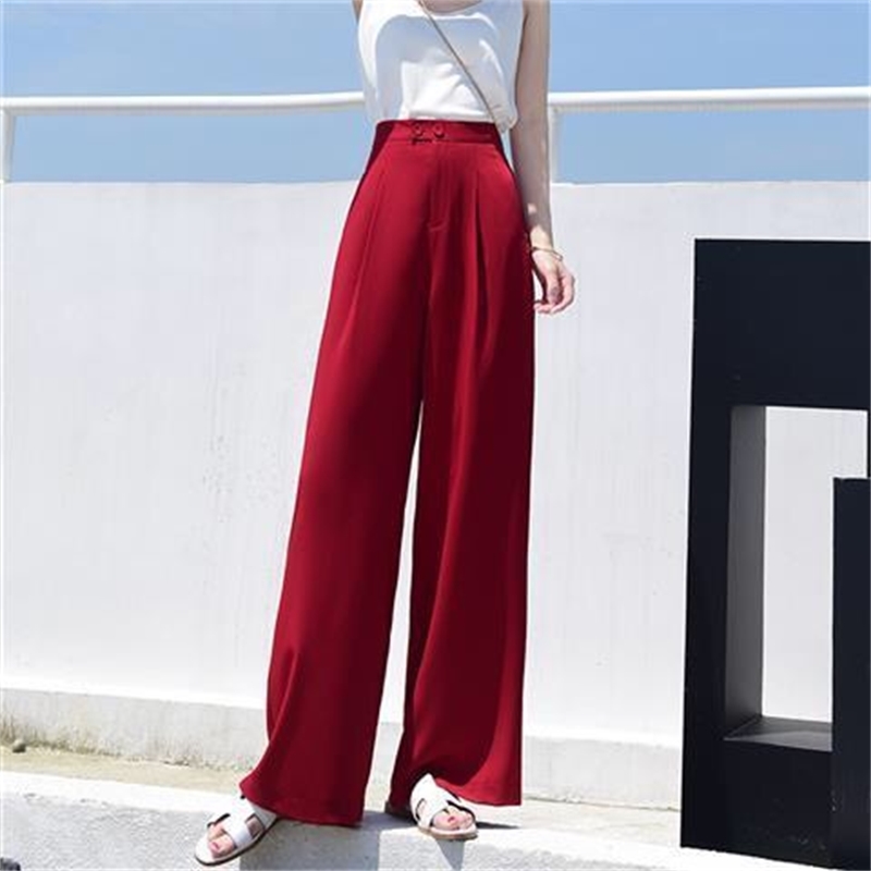 yellow wide leg pants high waist spring summer long pant fashion sweatpants women casual work ches female trouser 210421