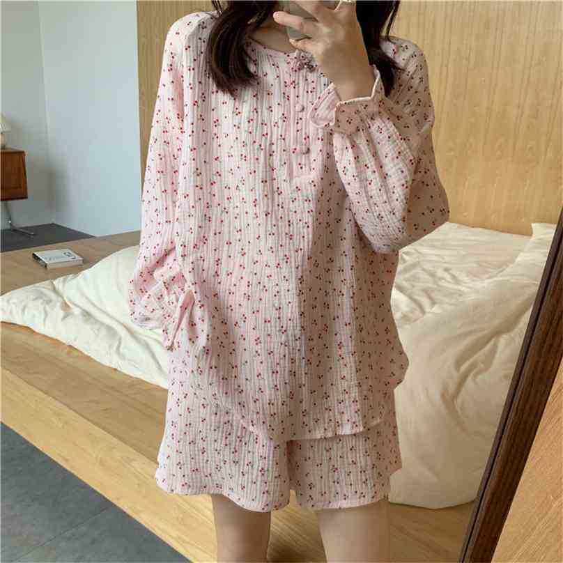 Summer Women Short All Match Pajamas Sweet Cherry Printing Chic Casual Homewear Loose Two Piece Suit Sets 210525, Pink
Summer Women Short All Match Pajamas Sweet Cherry Printing Chic Casual Homewear Loose Two Piece Suit Sets 210525, Pink