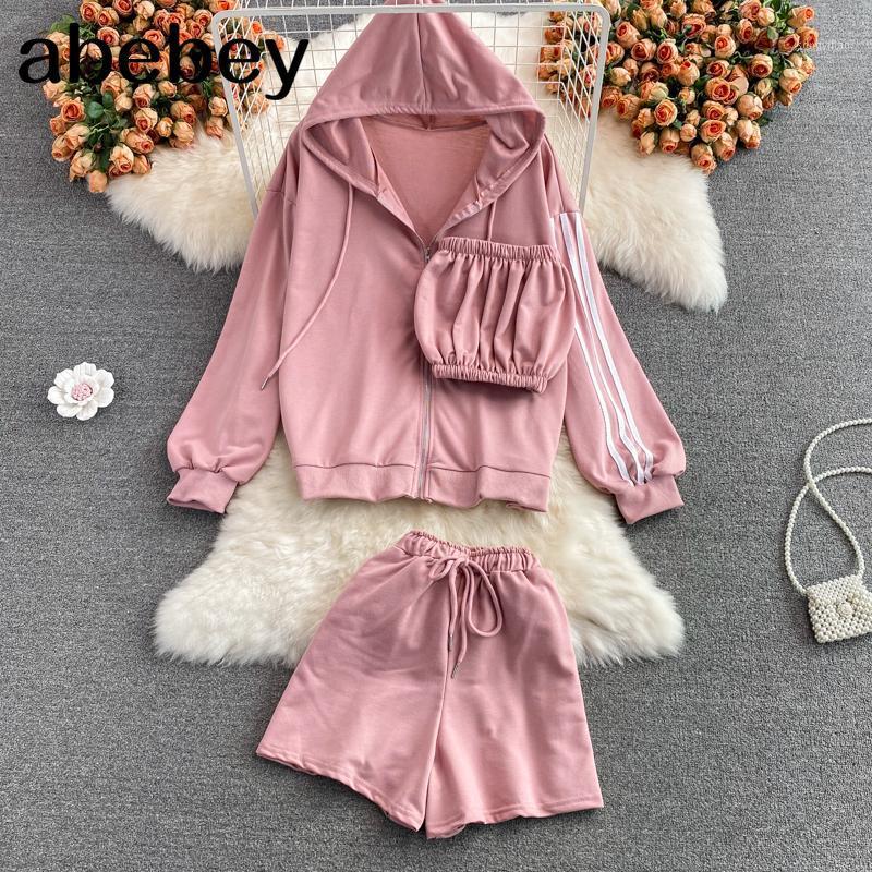 Women's Tracksuits 2021 Spring Autumn Fashion Hooded Collar Long Sleeve Zipper Top + Elastic Waist Wide Leg Shorts Strapless Vest 3-piece Se, White
Women's Tracksuits 2021 Spring Autumn Fashion Hooded Collar Long Sleeve Zipper Top + Elastic Waist Wide Leg Shorts Strapless Vest 3-piece Se, White