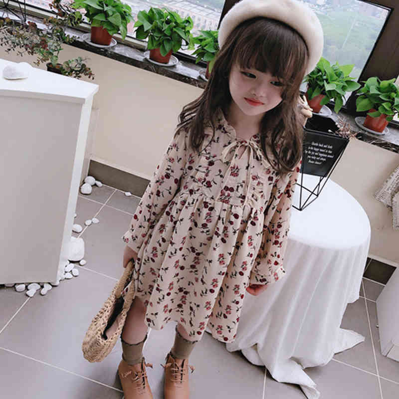 Girls Dress Autumn Fashion Rural Style Long Sleeve Girl Print GirlsClothes 210515